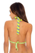 Luli Fama Time To Fiesta NEON YELLOW TRIANGLE HALTER TOP